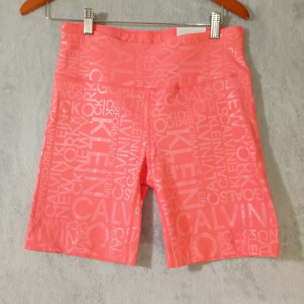NWT Calvin Klein Performance High Waist Shorts-7" inseam in salmon pink size L